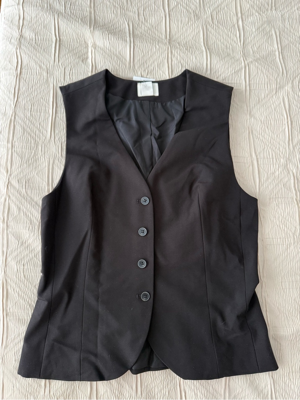 H&M Black Tailored Button Front Vest NWT SMALL